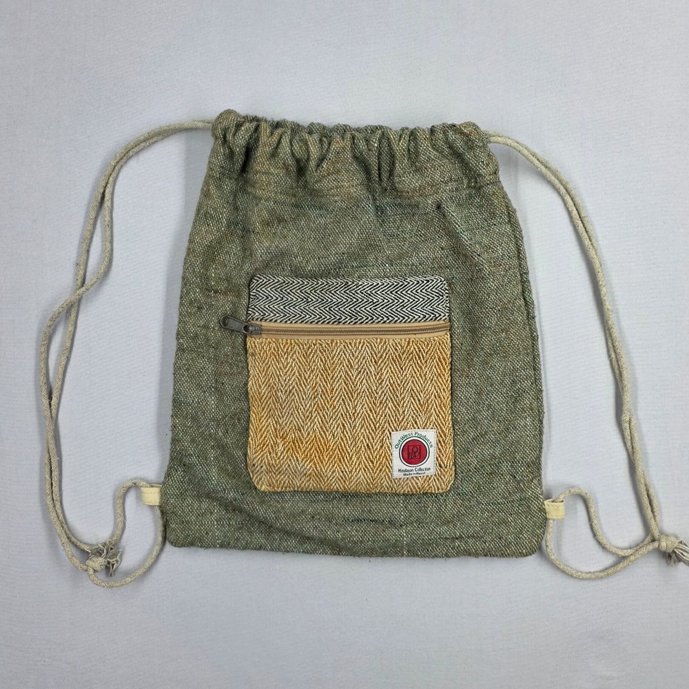 OutWest Products Himalayan Collection Drawstring Bag Nepal Woven Green Tan